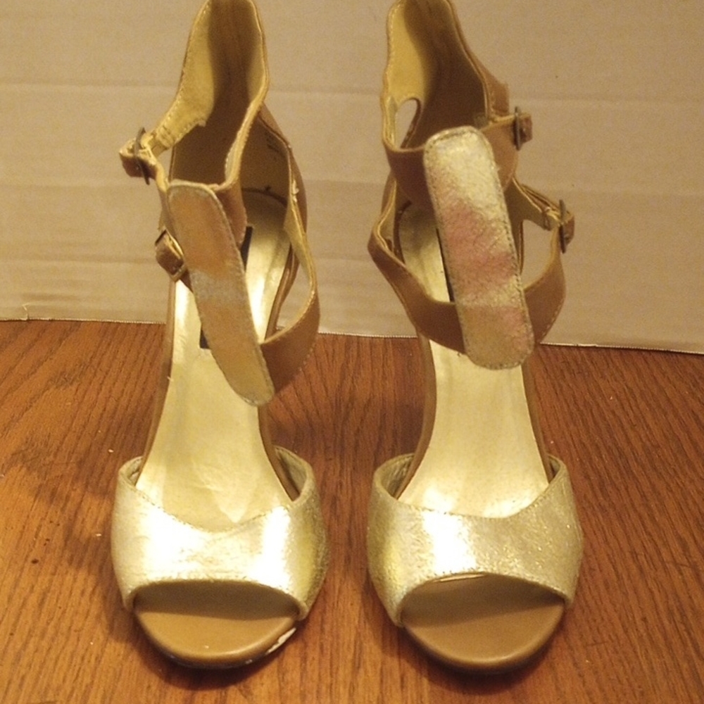 Steve Madden Gold and Tan Heels